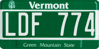VT license plate LDF774