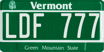 VT license plate LDF777