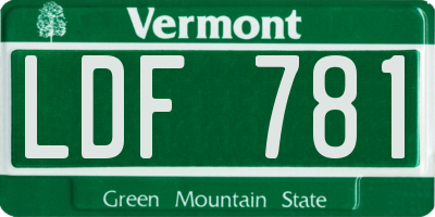 VT license plate LDF781