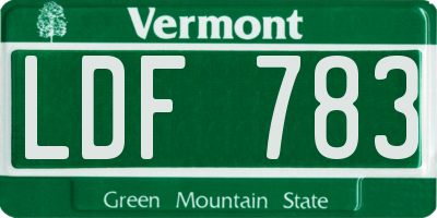VT license plate LDF783