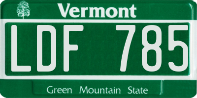 VT license plate LDF785