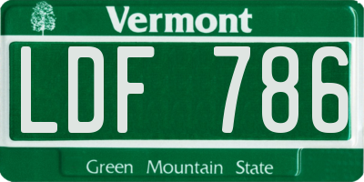 VT license plate LDF786