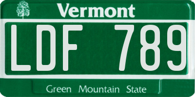 VT license plate LDF789
