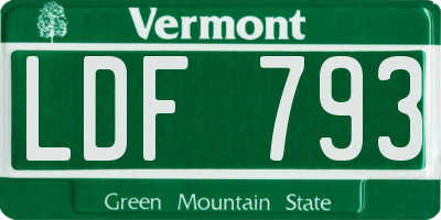 VT license plate LDF793