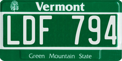 VT license plate LDF794