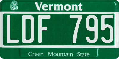 VT license plate LDF795
