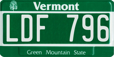 VT license plate LDF796