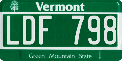 VT license plate LDF798