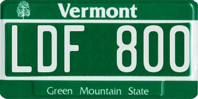 VT license plate LDF800