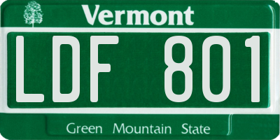 VT license plate LDF801