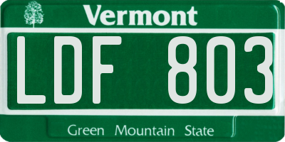 VT license plate LDF803