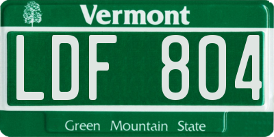 VT license plate LDF804
