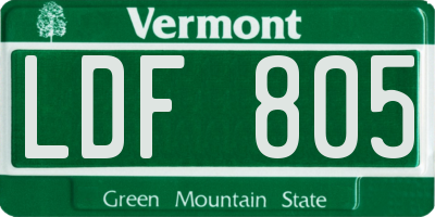 VT license plate LDF805