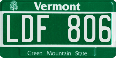 VT license plate LDF806