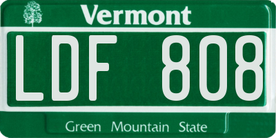 VT license plate LDF808