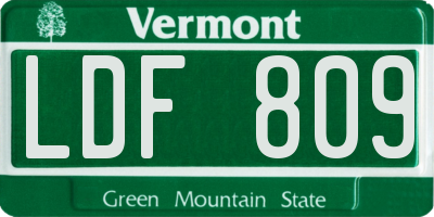 VT license plate LDF809