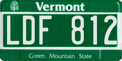 VT license plate LDF812