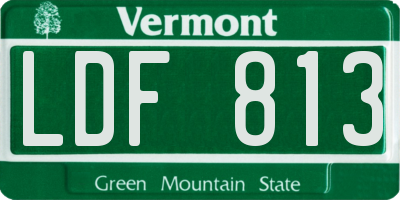 VT license plate LDF813