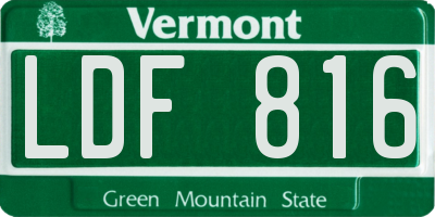 VT license plate LDF816