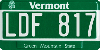 VT license plate LDF817