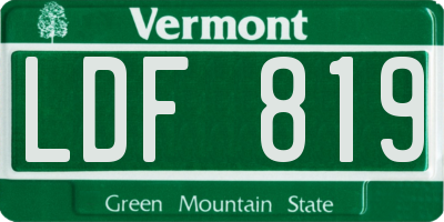 VT license plate LDF819