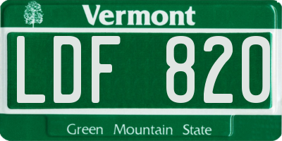 VT license plate LDF820