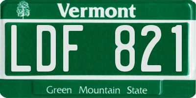 VT license plate LDF821