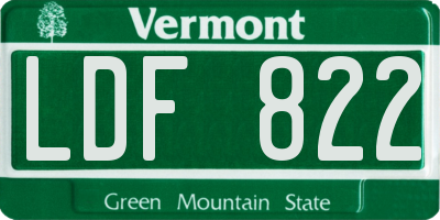 VT license plate LDF822