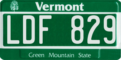 VT license plate LDF829