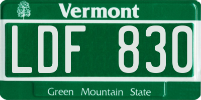 VT license plate LDF830