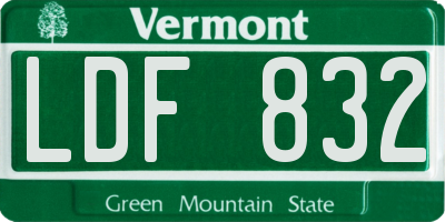 VT license plate LDF832