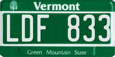 VT license plate LDF833