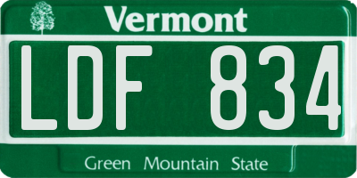 VT license plate LDF834