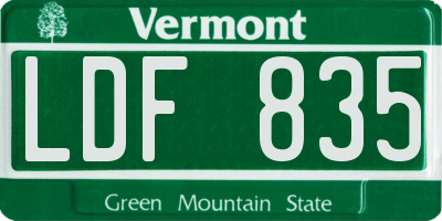 VT license plate LDF835