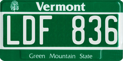 VT license plate LDF836