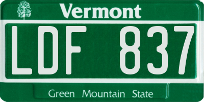 VT license plate LDF837