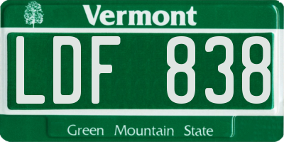 VT license plate LDF838