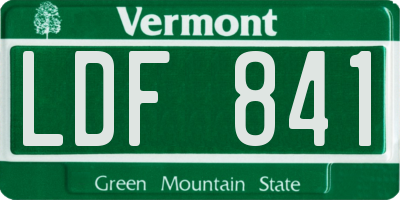 VT license plate LDF841