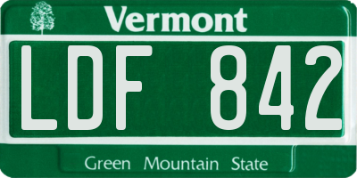 VT license plate LDF842