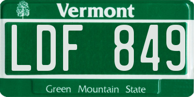 VT license plate LDF849