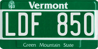 VT license plate LDF850