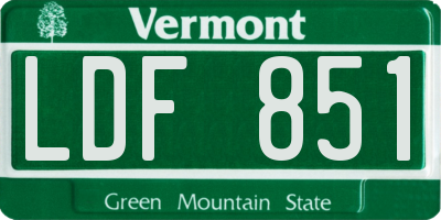 VT license plate LDF851