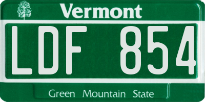 VT license plate LDF854