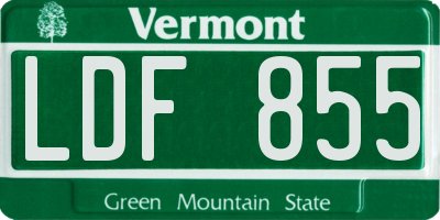 VT license plate LDF855