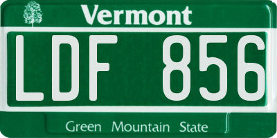 VT license plate LDF856