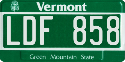 VT license plate LDF858