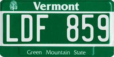 VT license plate LDF859