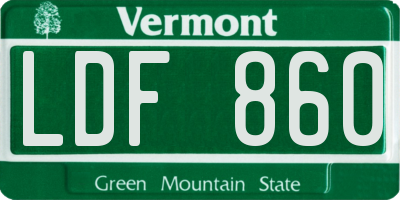 VT license plate LDF860