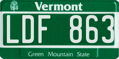 VT license plate LDF863