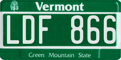 VT license plate LDF866